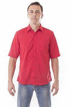camisa social masculina vermelha manga curta