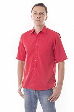 camisa social vermelha manga curta