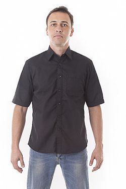 camisa botao preta manga curta