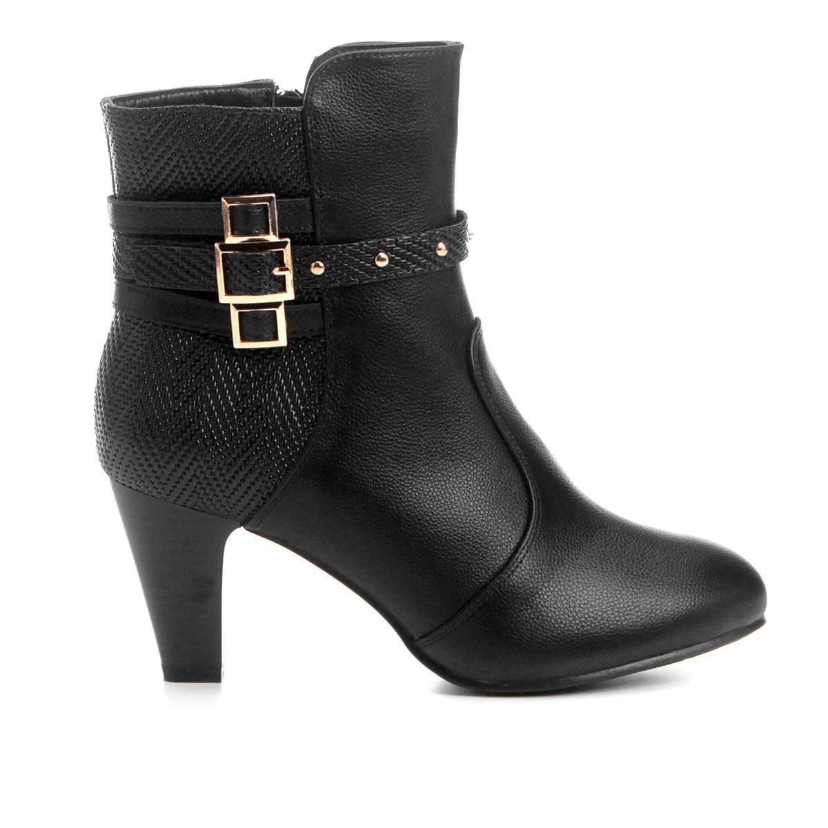 bota cano curto mooncity multi tiras com fivela feminina