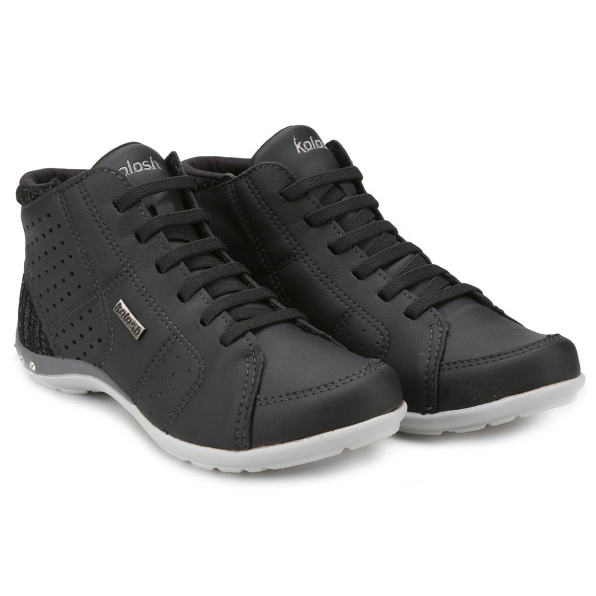 tenis kolosh feminino preto cano alto