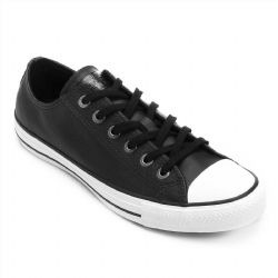 T�nis Couro Converse Chuck Taylor - Preto